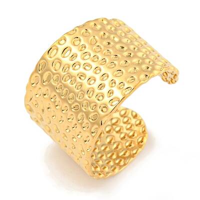 Ion Plating(IP) 304 Stainless Steel Textured Open Cuff Ring