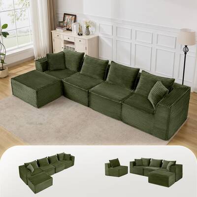 Garvee 137 Modular Sectional Sofa, Modern Cloud Sectional Couch with Deep Seat, L-Shape Boneless Couch with Chaise for Livi...