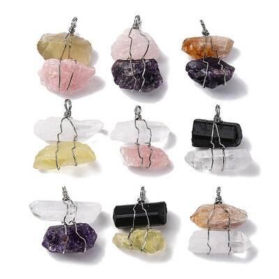 Natural Mixed Gemstone Nuggets Big Pendants
