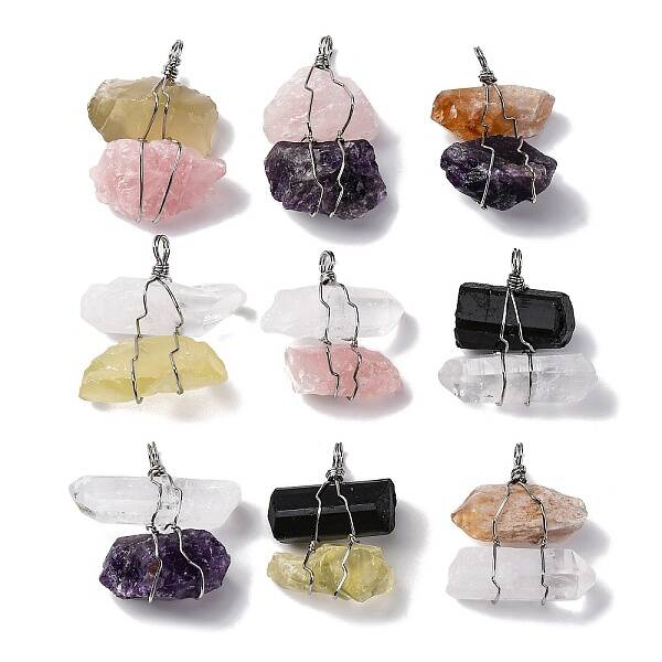 Natural Mixed Gemstone Nuggets Big Pendants