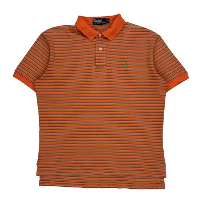 Polo By Ralph Lauren Striped Polo Shirt - Medium Orange Cotton | Size: medium