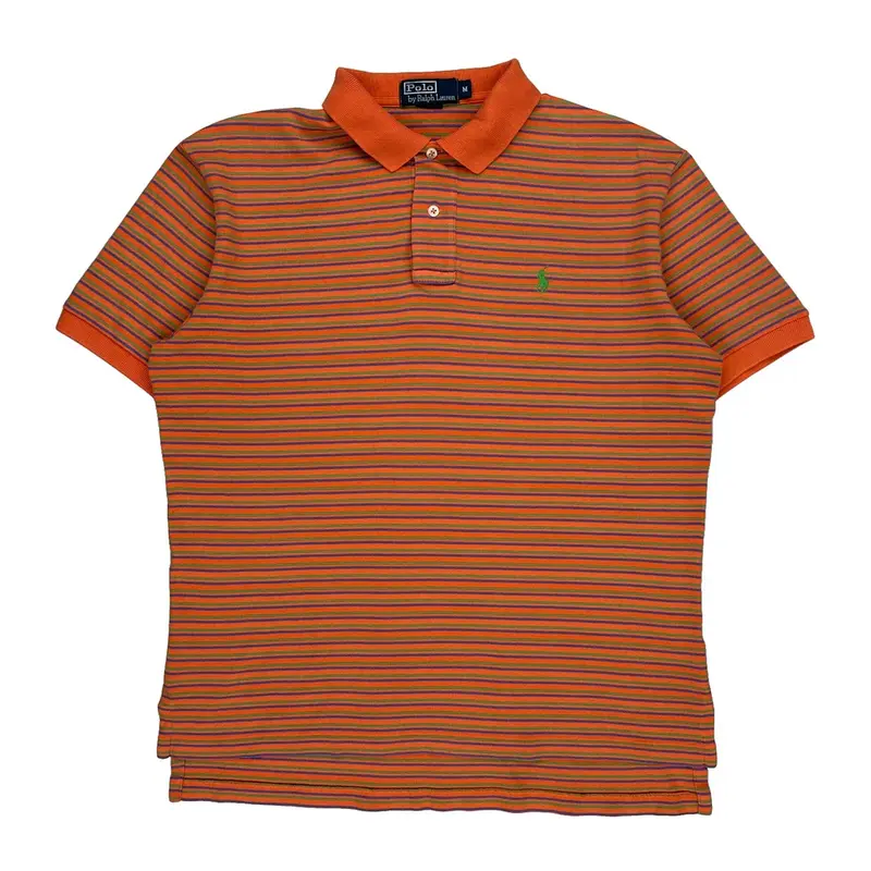 Polo By Ralph Lauren Striped Polo Shirt - Medium Orange Cotton | Size: medium