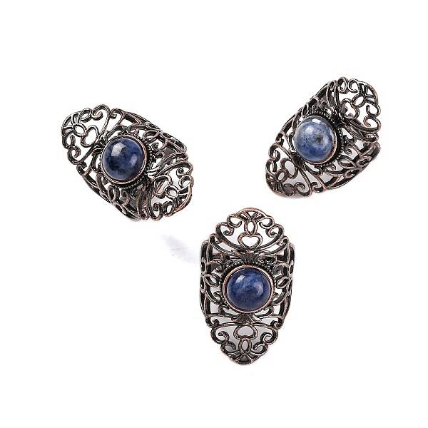 Natural Sodalite Retro Finger Rings