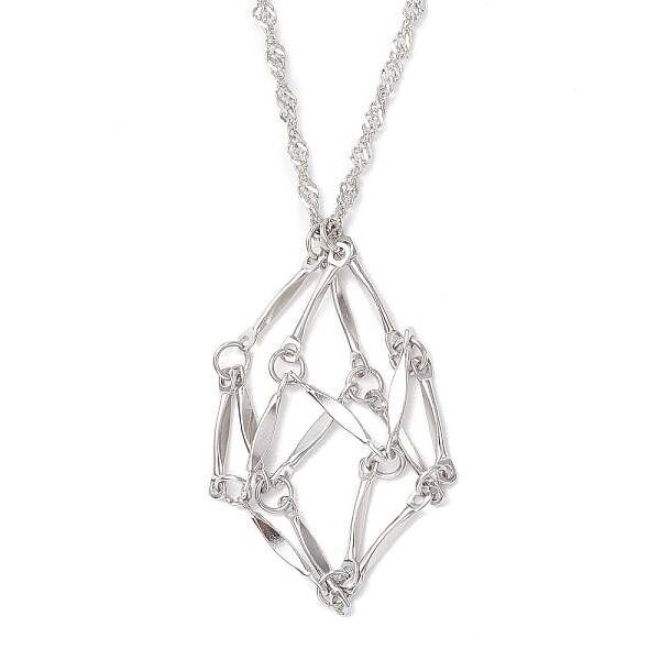 304 Stainless Steel Empty Macrame Pouch Pendant Singapore Chain Necklace Making