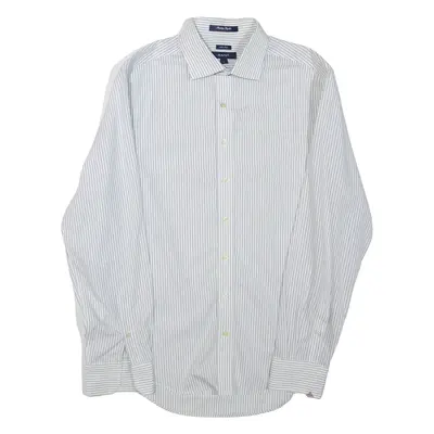 GANT Mens Formal Shirt White Striped Long Sleeve L