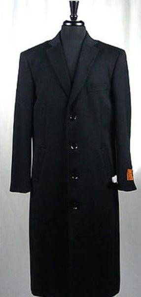 Men's Black 4 Button Wool Blend Bravo Top Overcoat