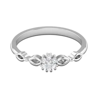 Sterling Silver Round Shaped Lab Created Diamond Custom Engagement Ring 3EX IGI Certified