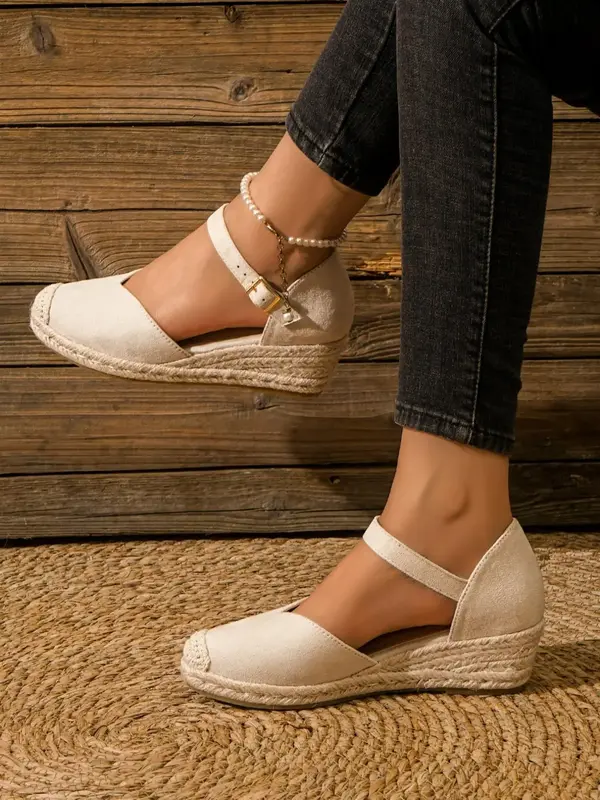 Fashionable Versatile Ankle Strap Espadrille Breathable Wedge Sandals for Women, Trendy Platform Sandals for Summer Beach Vac...
