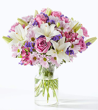 Lavender Fields Mixed Flower Bouquet - Deluxe with Vase - FedEx