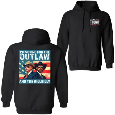 Trump I'm Voting For The Outlaw And Hillbilly American Flag Hoodie, Trump Vance 2024 Shirt, Election Shirt, Gift for Trump Su...