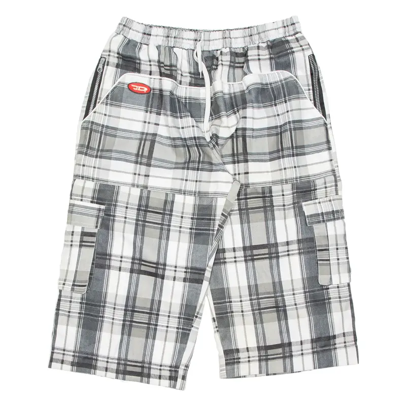 JD Mens Pedal Pushers Shorts Grey Check M W32
