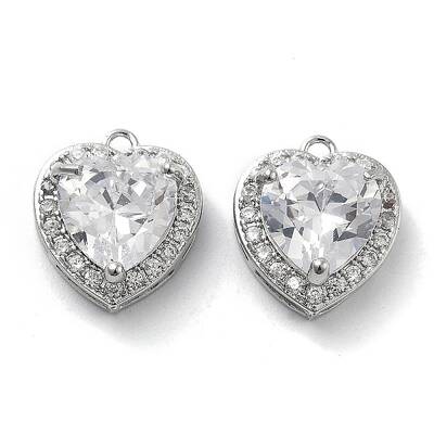 Brass Micro Pave Clear Cubic Zirconia Pendants