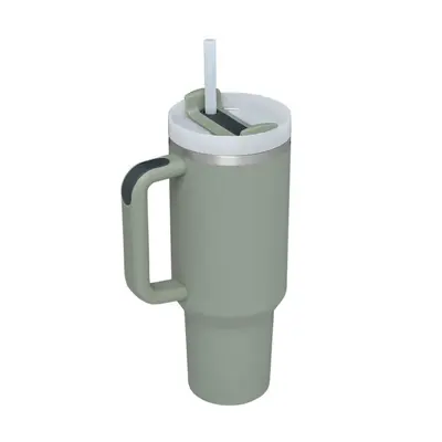 40 Oz Tumbler With Handle Straw Insulated, Stainless Steel Spill Proof Vacuum Coffee Cup Tumbler With Lid Tapered Mug Gifts F...