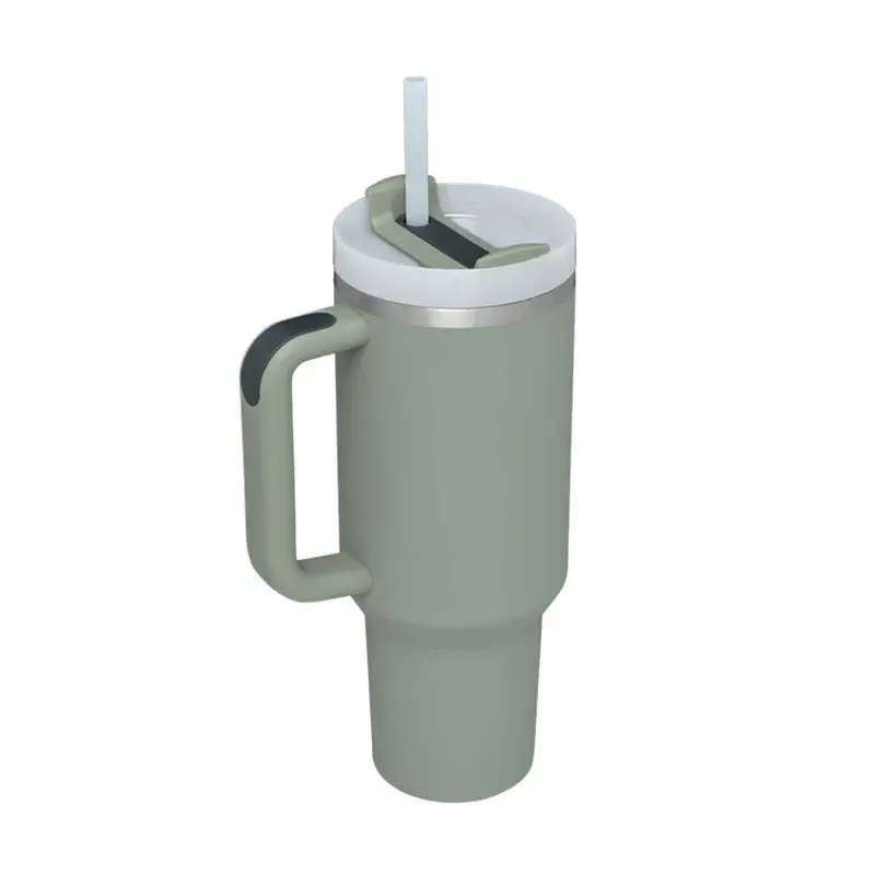 40 Oz Tumbler With Handle Straw Insulated, Stainless Steel Spill Proof Vacuum Coffee Cup Tumbler With Lid Tapered Mug Gifts F...