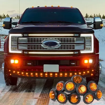 Car Side Marker Light, 12-24V Round LED Front & Rear Side Indicator Light, Car Decorative Light, LED Bulbs for Car, Truck, RV...