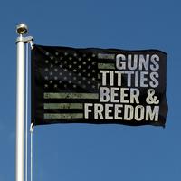 Guns and Titties Flag Ornament Wall Hanging 90*150cm 3x5ft Banners vivid patriotic color Decorating Decorations Supplies art ...