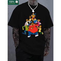 [Cotton Graphic Tee] 100% Cotton Men's Extra Large T-Shirt - Casual Short Sleeve Round Neck Tee with Fun Cartoon Graphic, Bla...