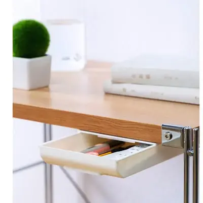 Under Desk Drawer, 1 Count Hidden Desktop Organizer, Attachable Desk Drawer Slide Out, Table Storage Tray For Pencil Pen Stat...