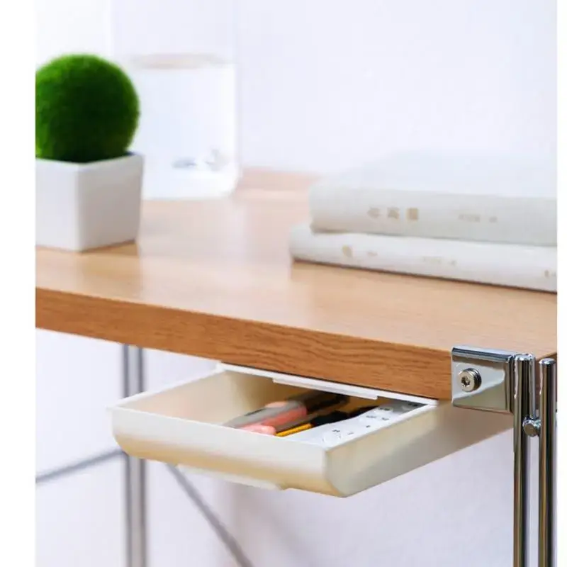 Under Desk Drawer, 1 Count Hidden Desktop Organizer, Attachable Desk Drawer Slide Out, Table Storage Tray For Pencil Pen Stat...