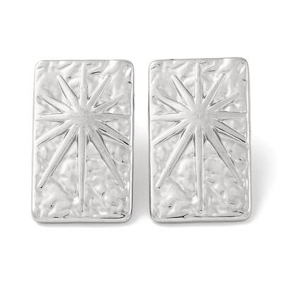 304 Stainless Steel Rectangle with Sun Stud Earrings