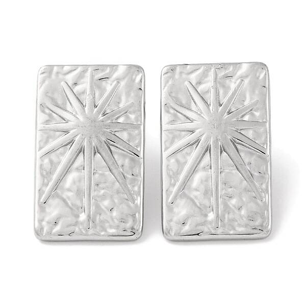 304 Stainless Steel Rectangle with Sun Stud Earrings