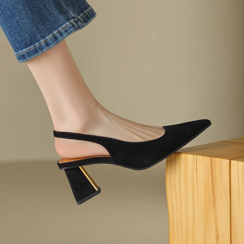 CHIKO Darneisha Pointy Toe Block Heels Slingback Shoes