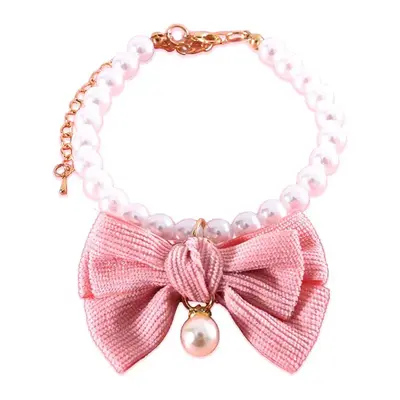 Bowknot Artificial Pearl Decor Pet Collar, Cute Faux Pearl Pet Necklace, Pet Accessories for Small Medium Dogs & Cats