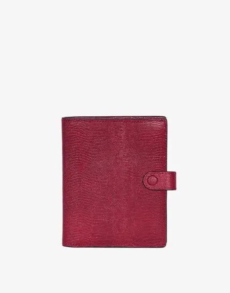 Luxe Traveler's Wallet with Coin Pocket | Color: Cherry Red Lizard