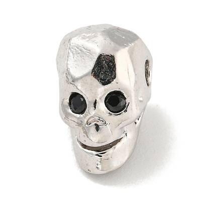 Brass Micro Pave Black Cubic Zirconia Beads