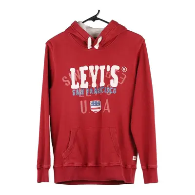 Age 12-14 Levis Spellout Hoodie - Large Red Cotton Blend