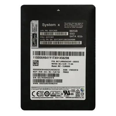 00YC404 IBM 960GB Multi-Level Cell SATA 6Gb/s Hot Swappable 2.5-Inch Solid State Drive