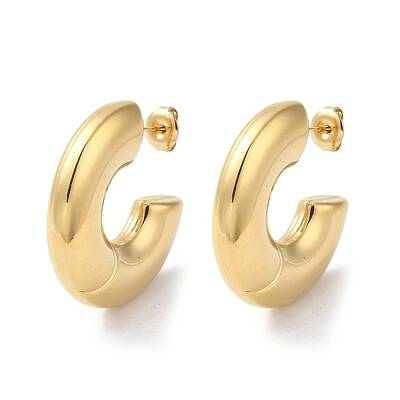 Donut 304 Stainless Steel Stud Earrings