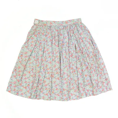 Skater Skirt Blue 80s Floral Knee Length Womens S