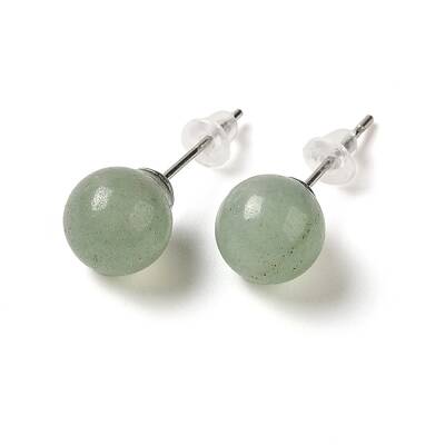 Natural Green Aventurine Stud Earrings