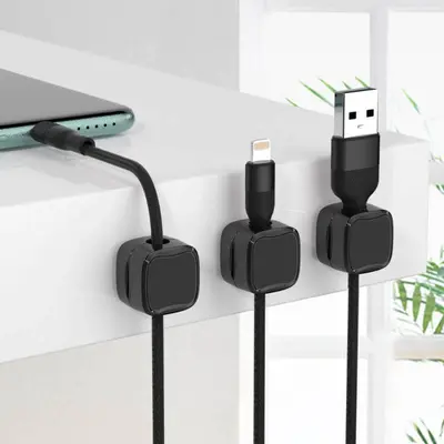 Magnetic Cable Clip Under Desk Cable Management Adjustable Cord Holder Wire Organizer And Cable Management Wire Keeper | Colo...