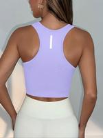 Women's Solid U Neck Racer Back Sports Tank Top, Sporty Sleeveless Top for Yoga Gym Workout, Ladies Sportswear for All Season...