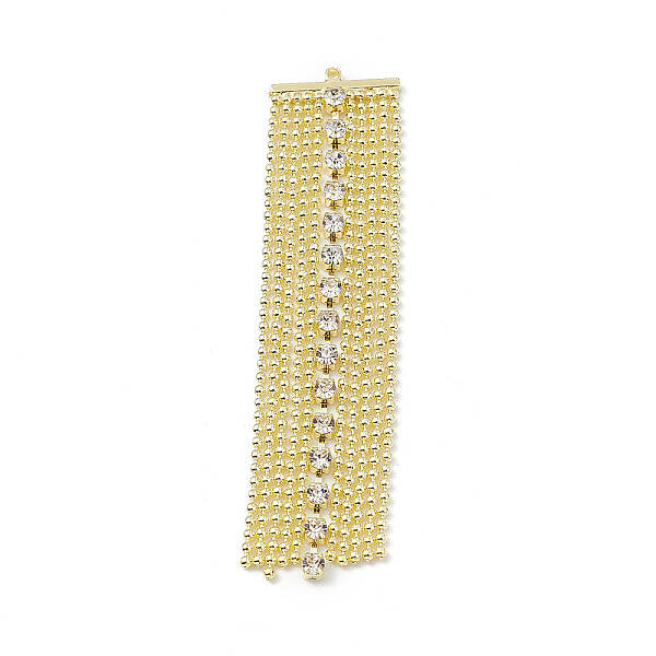 Brass Ball Chains & Crystal Rhinestone Cup Chains Tassel Big Pendants