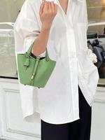 Women's Cowhide Bucket Bag, Ladies Purse, Fashionable Solid Color Handbag, Casual Versatile Shoulder Bag for Daily Used, Tren...