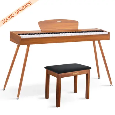 Donner DDP-80 Wooden Digital Piano - Natural Sound Upgrade / Piano+Brown Bench