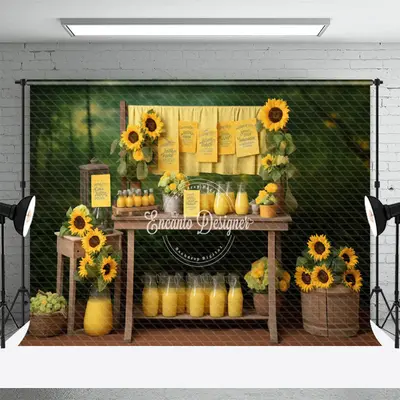 Sunflower Lemon Juice Green Forest Bokeh Backdrop - Aperturee
