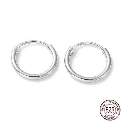 Rhodium Plated 925 Sterling Silver Huggie Hoop Earrings