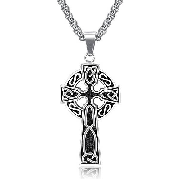 Alloy Triquetra/Trinity Knot Cross Pendant Necklaces