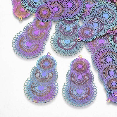 Ion Plating(IP) 304 Stainless Steel Filigree Pendants