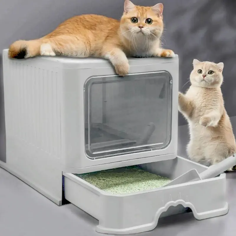Cat Litter Box with Lid,Ascotsun Covered Cat Litter Box,Litter Box with Door,Foldable Enclosed Litter Box,Anti-Splash Kitty L...