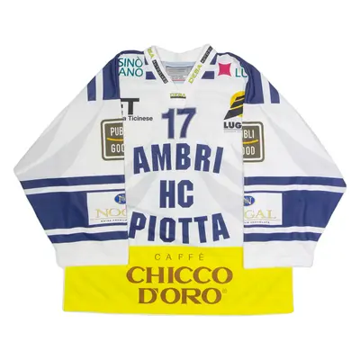 INTERHOCKEY Ambri HC Piotta #17 Domenichelli Mens Jersey White 3/4 Sleeve 2XL