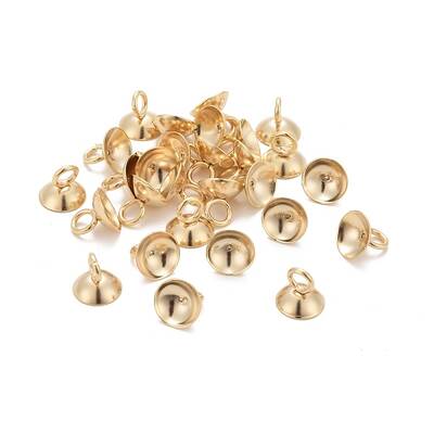 201 Stainless Steel Bead Cap Pendant Bails