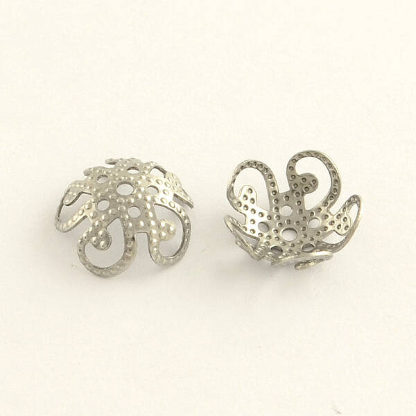Tarnish Resistant 304 Stainless Steel 5-Petal Bead Caps
