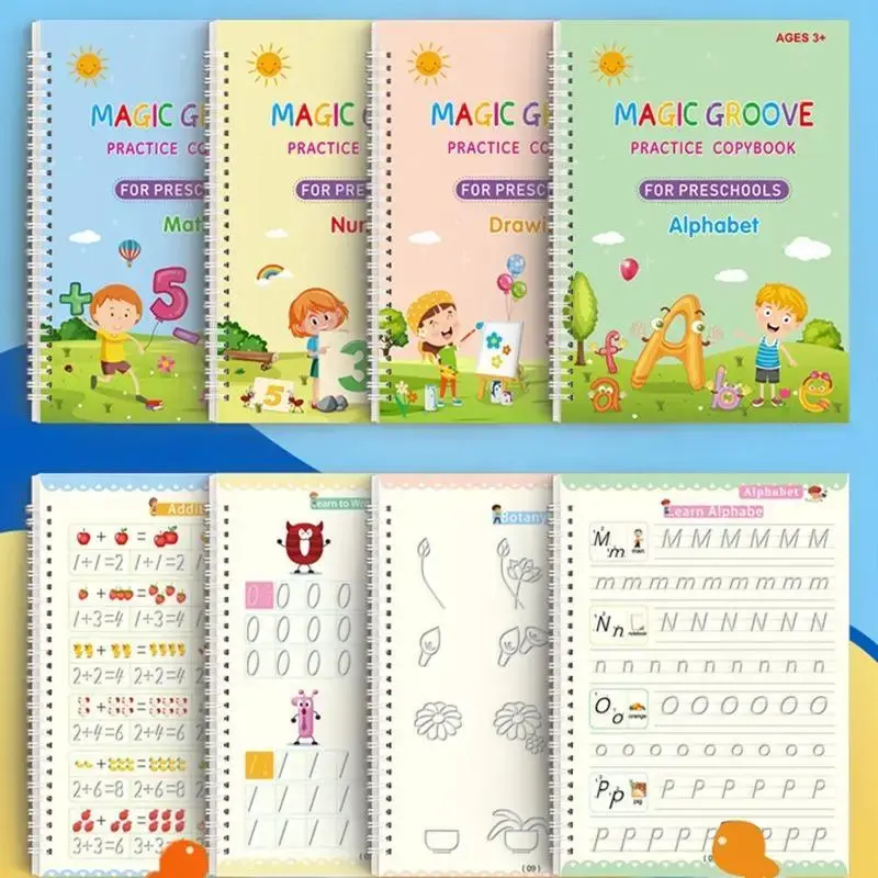 Early Education Set for Children Over 3 Years Old, 11pcs/set Including 4/5 Counts Numbers & Alphabets & Math & Drawing Practi...