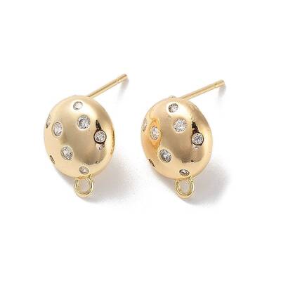 Brass Micro Pave Cubic Zirconia Stud Earring Findings