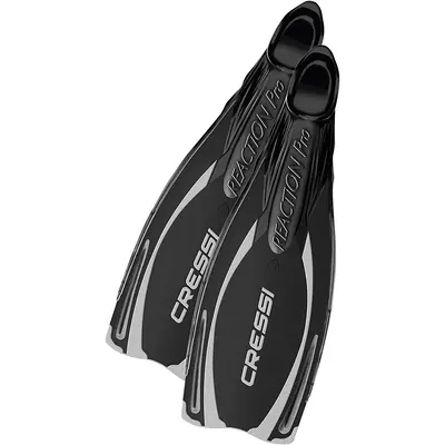 Used Cressi Reaction Pro Full Foot Fins - Black - 7-8 - 40/41